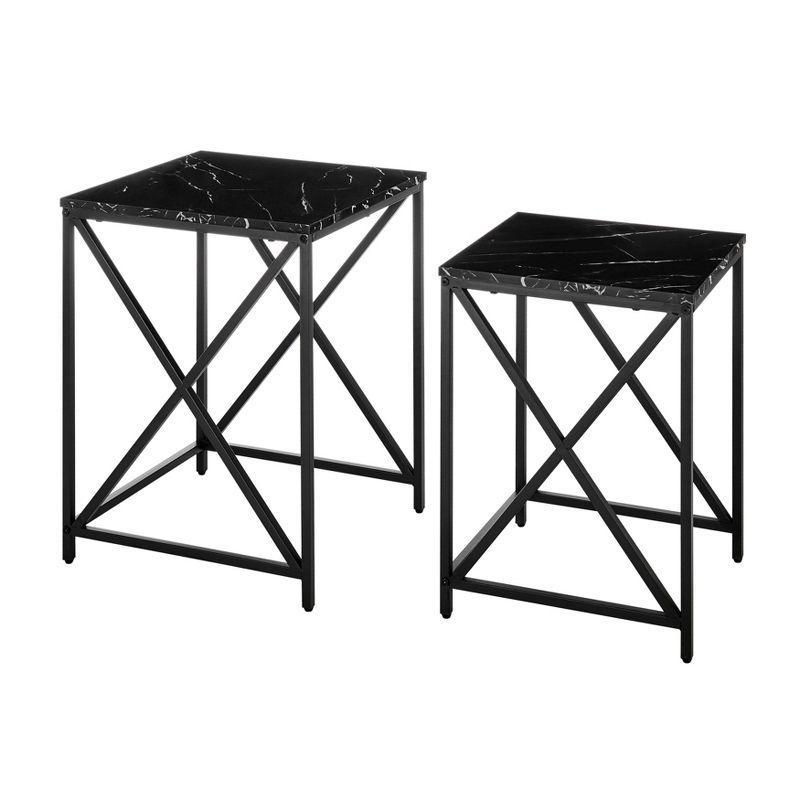 Square Marble Finish Nesting Side Table Set - Danya B.