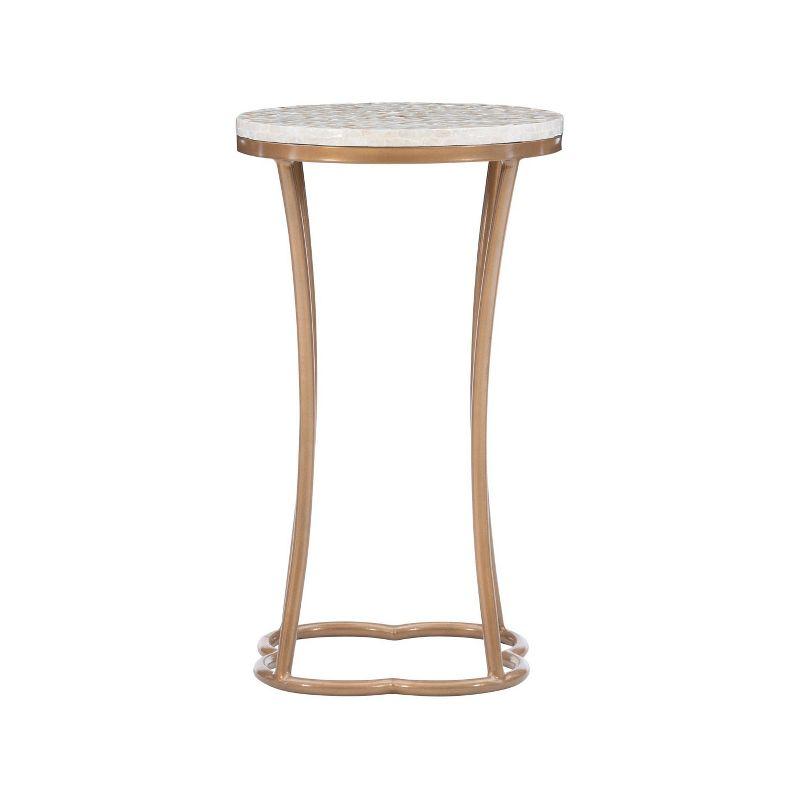 Prisca Costal Handcrafted Accent Table Gold - Linon: Capiz Shell, Iron Frame, No Assembly Required