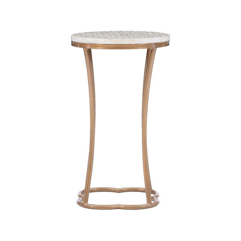 Prisca Costal Handcrafted Accent Table Gold - Linon: Capiz Shell, Iron Frame, No Assembly Required