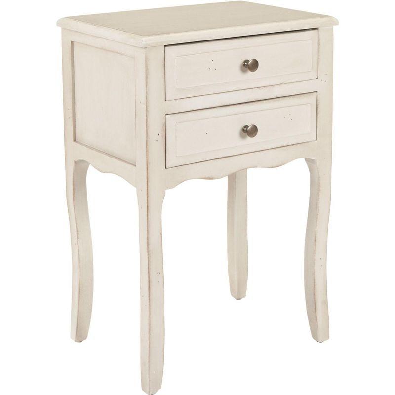 Opal 1 Drawer Accent Table - Distressed White - Safavieh.