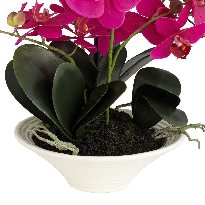 Dahlia Studios Potted Faux Artificial Flower Realistic Pink Orchid in White Ceramic Pot for Home Decoration Living Room 24" High