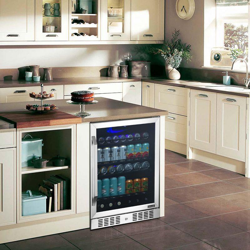 Newair 24" Built-in or Freestanding 177 Can Beverage Fridge in Stainless Steel