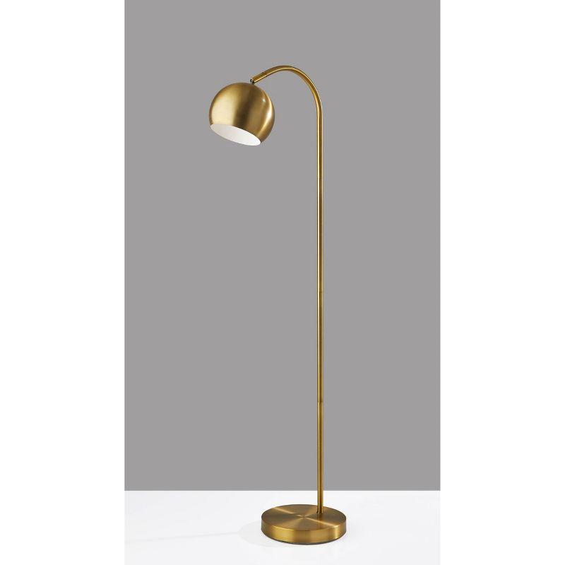 Arcadian Antique Brass Globe Floor Lamp with Adjustable Arc