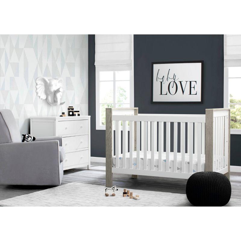 Bianca White and Gray Wood 4-in-1 Convertible Toddler Crib