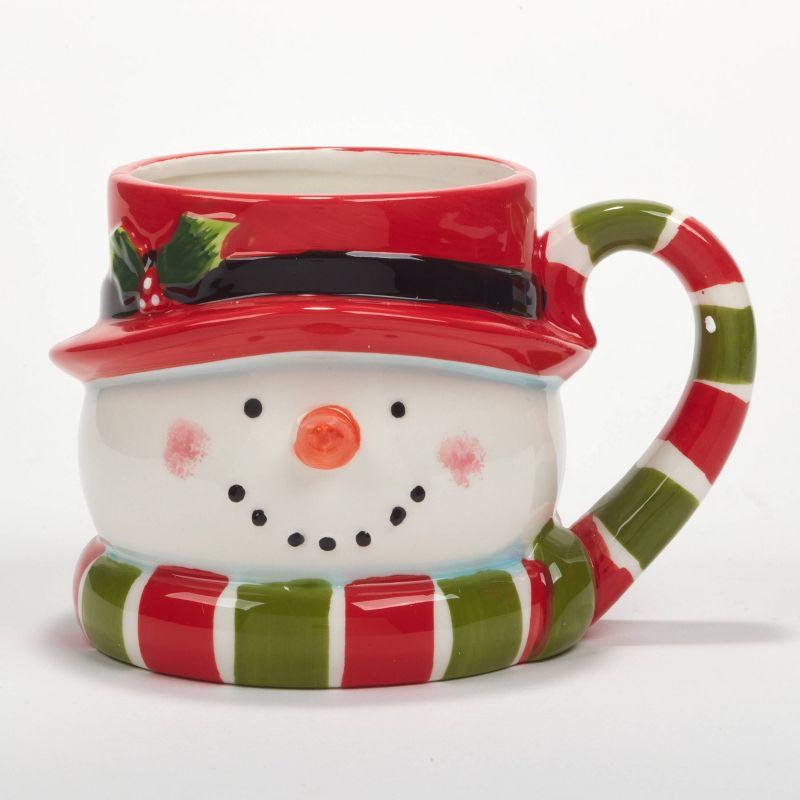 Set of 4 Festive Christmas Ceramic Mugs with 3D Characters