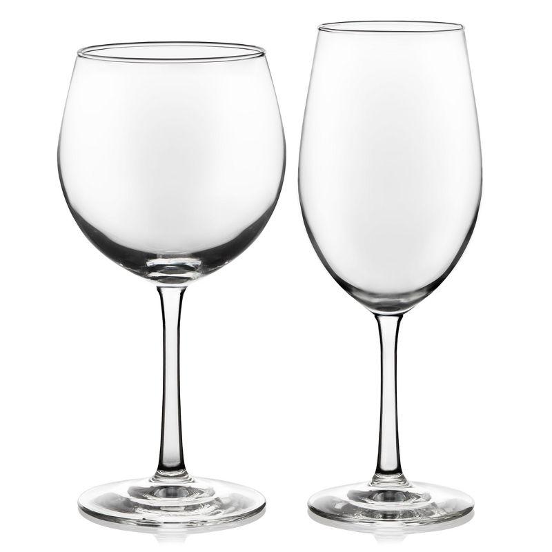 Libbey Vineyard Reserve 12 Piece Wine Glass Party Set for Chardonnay and Merlot/Bordeaux