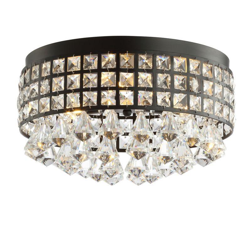 Meredith 14.5" Black Crystal Drum LED Flush Mount