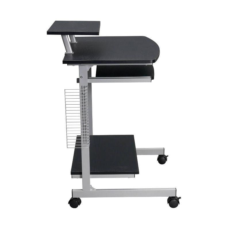 Espresso Compact Workstation Cart with Slide-Out Keyboard Tray