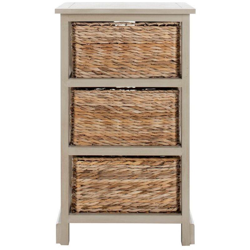 Halle 3 Wicker Basket Storage Side Table - Vintage Grey - Safavieh.