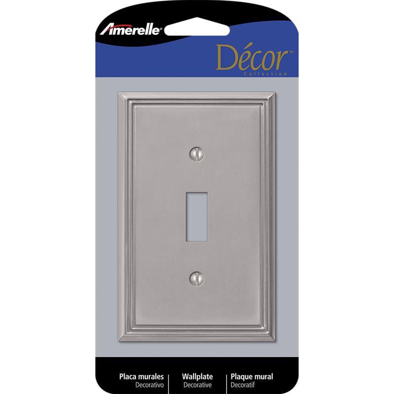 Amerelle Brushed Nickel 1-Gang Metal Toggle Wall Plate