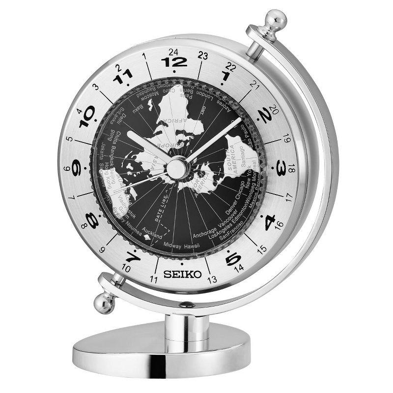 Seiko Silver Globe Tabletop Clock