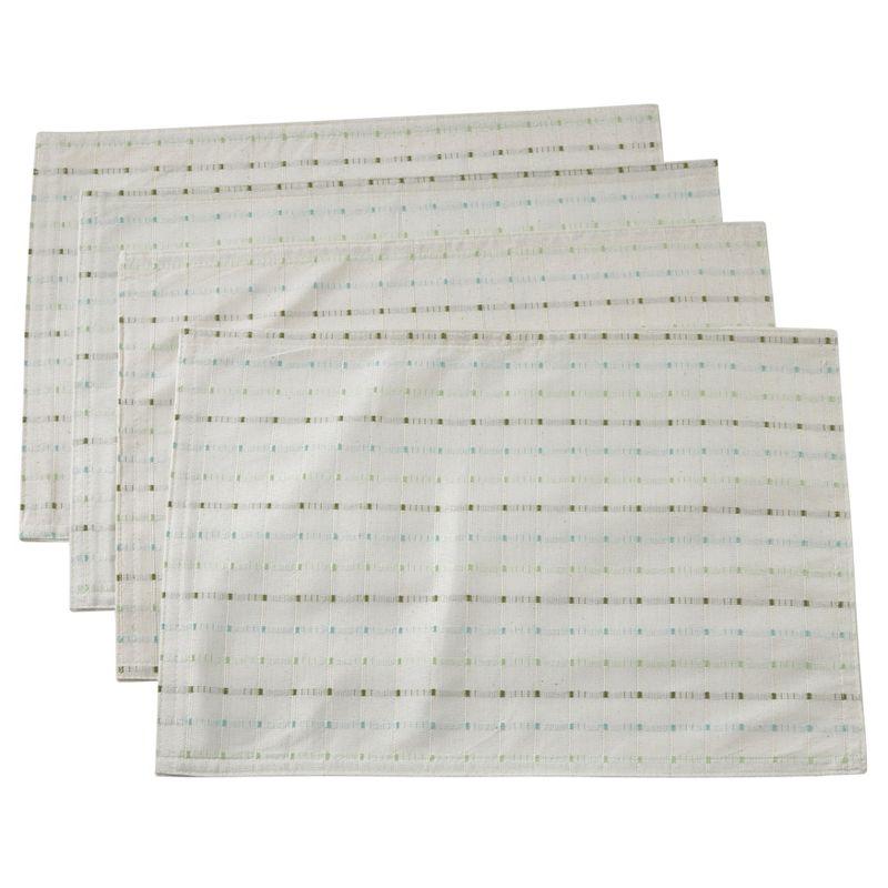 Saro Lifestyle Stitched Line Design Placemats, White, (Set of 4 pcs)