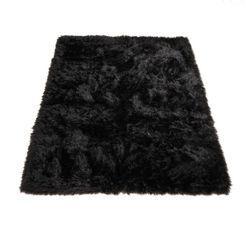 Walk on Me Faux Fur Super Soft Rug With Non-slip Backing 2'x4' Black
