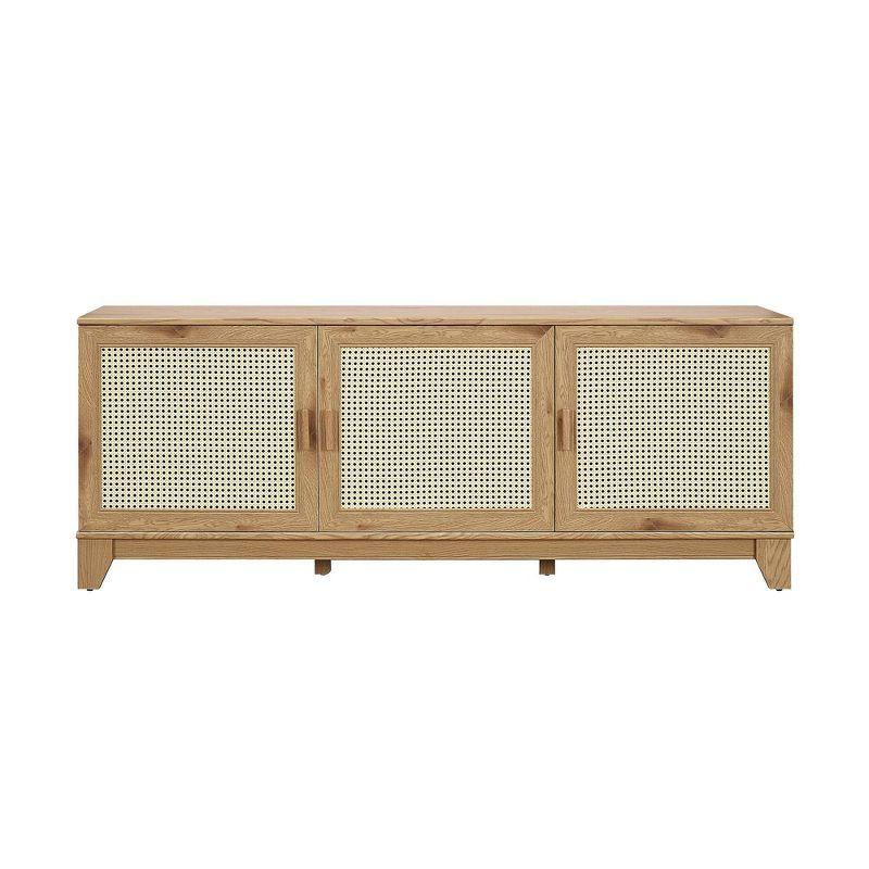 Manhattan Comfort Sheridan Modern 6 Shelf Cane TV Stand for TVs up to 55" Natural: Media Console with Cable Management