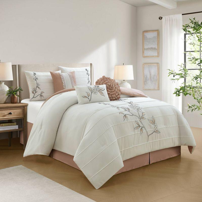 Nanshing America, Inc Raina Microfiber 7 Piece Floral Comforter Set