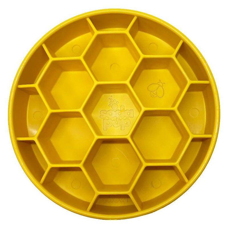 Honeycomb Design eBowl Enrichment Slow Feeder Bowl for Dogs Yellow large