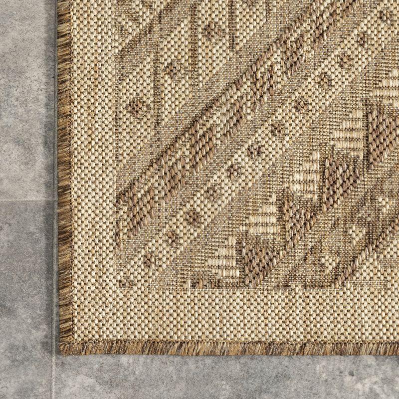 Steelside™ Zac Geometric Indoor/Outdoor Area Rug for Living Room Patio Deck Front Porch Kitchen, Brown/Ivory
