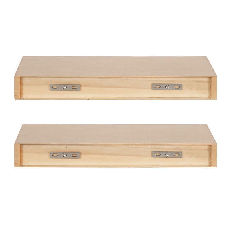 Kate and Laurel Havlock Rectangle MDF Floating Shelf, 2 Piece 18 Inch, Natural