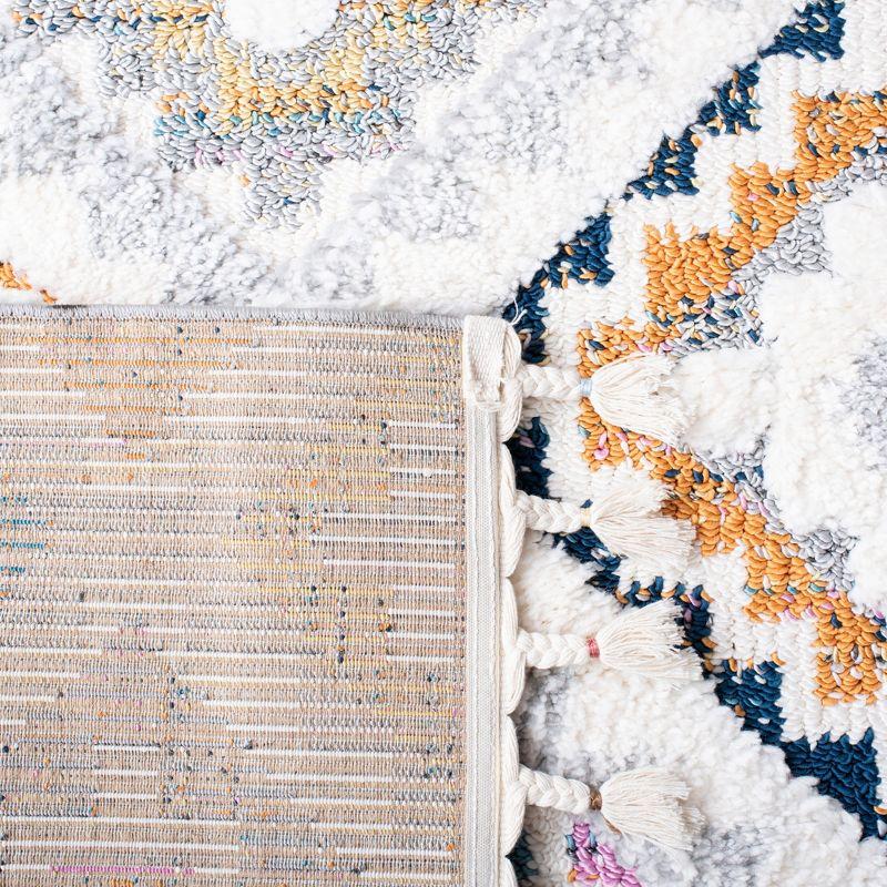 Moroccan Fringe Shag MFG106 Power Loomed Area Rug - Grey/Ivory - 6'7"x6'7" - Safavieh.