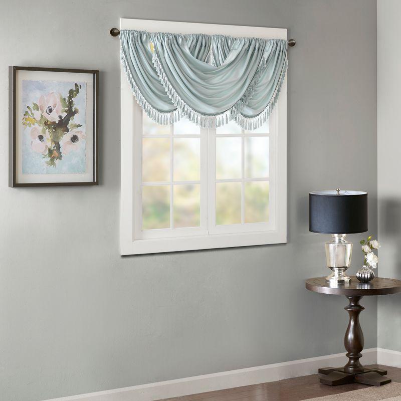 Elena Faux Silk Waterfall Embellished 38'' W Window Valance