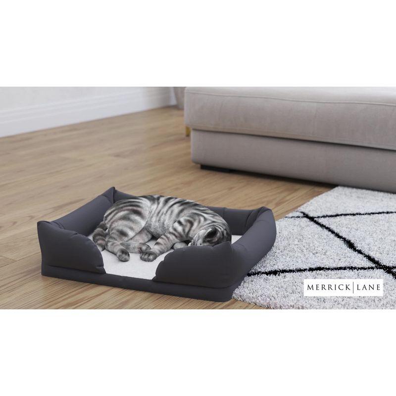 Merrick Lane Cozy Orthopedic Joint Relief Memory Foam Bolster Dog Bed for Pets up to 12 LBS., Gray Removable, Washable Cover, Non-Slip Bottom