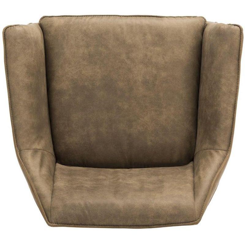 Light Brown Faux Leather Upholstered Armchair with Metal Legs