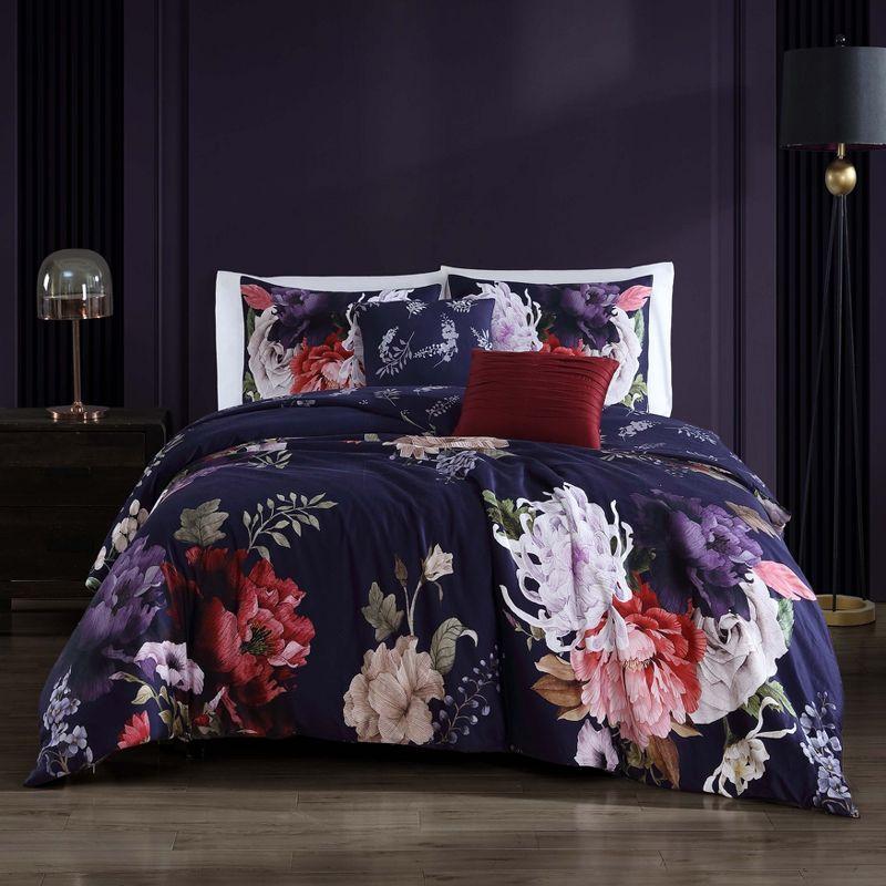 King Size Deep Purple Cotton Reversible Comforter Set