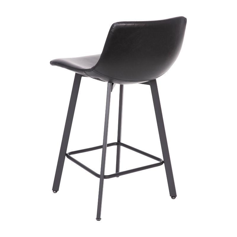 Emma and Oliver Set of Two 30" Modern Upholstered Barstools, Matte Metal Frames and Plastic Floor Glides