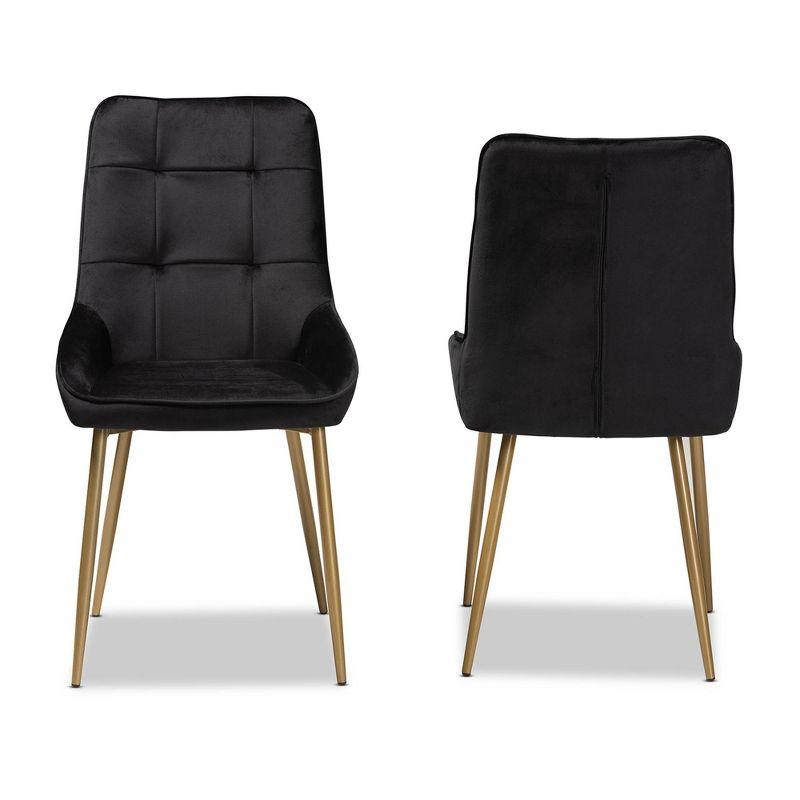 2pc Gavino Metal Dining Chair Set Black/Gold - Baxton Studio
