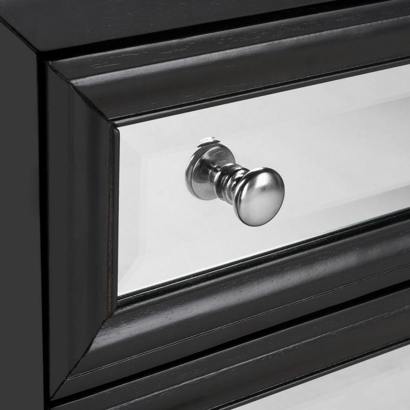 Transitional Black Mirrored 3-Drawer Chest, 25" W