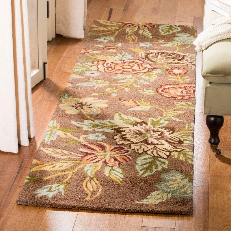 Blossom BLM920 Hand Hooked Runner Rug - Brown/Multi - 2'3"x6' - Safavieh.