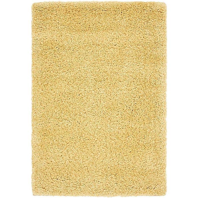 Yellow Rectangular Shag Synthetic Indoor Rug