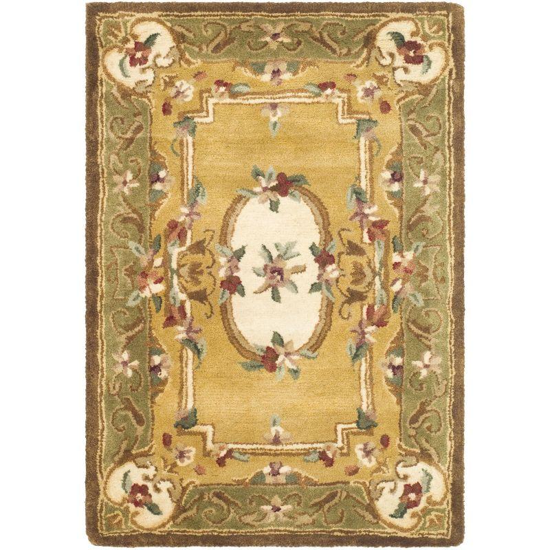 Classic Collection 208 Wool Rug in Light Gold / Green