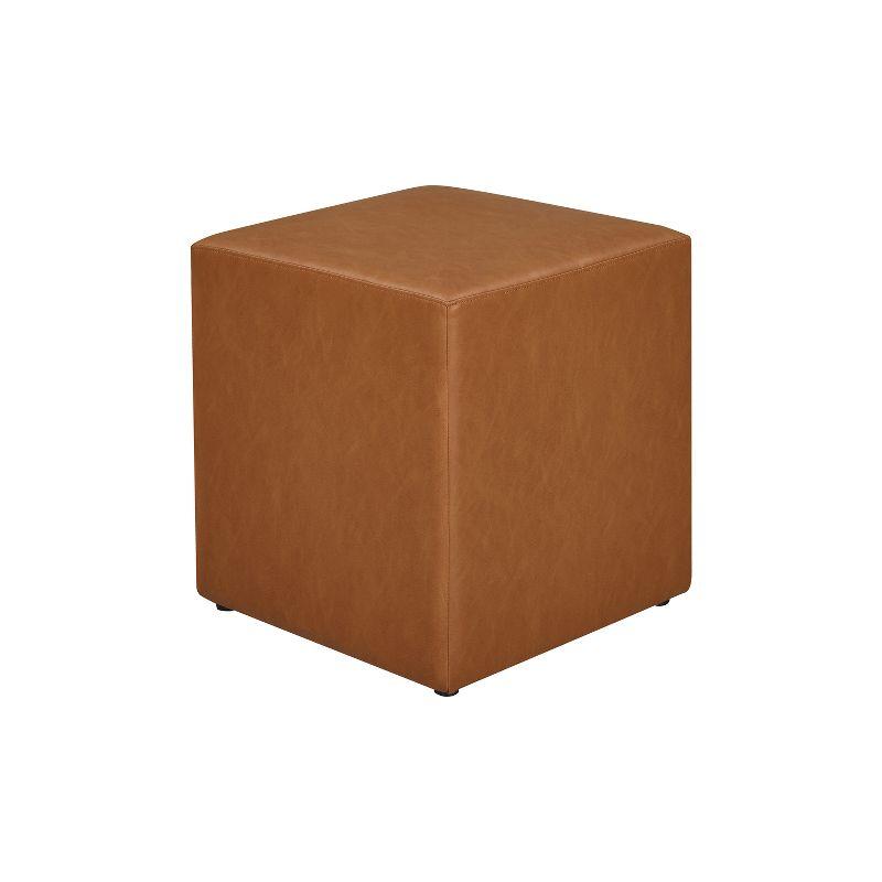 Daphne Ottoman Carmel - Lifestyle Solutions: Faux Leather Footstool, Transitional Bench, No Assembly Required