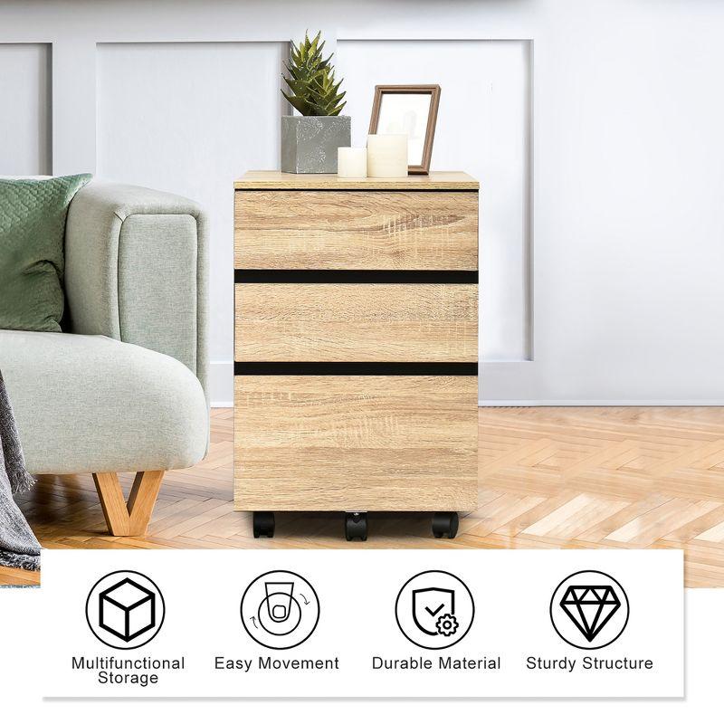 Costway 3-Drawer Mobile File Cabinet Vertical Filling Cabinet for Home Office