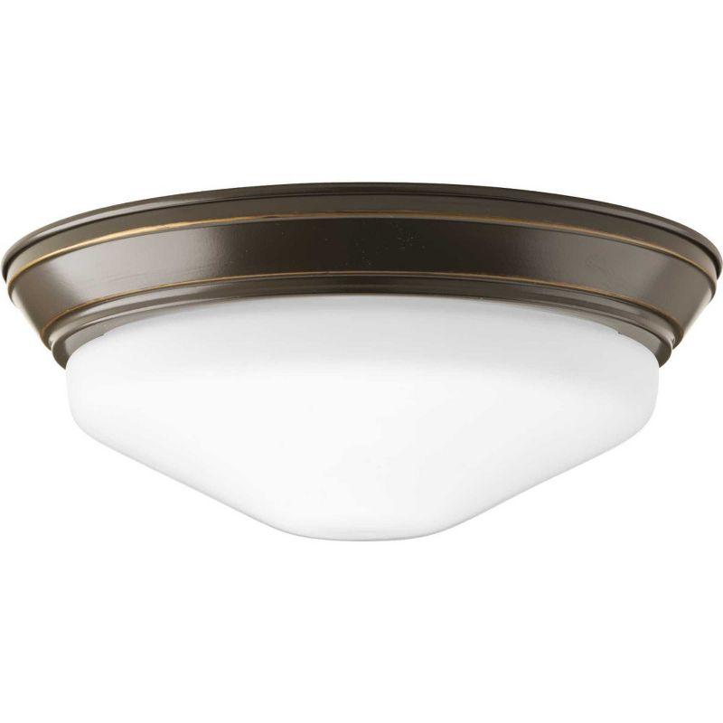 Progress Lighting, Etched Glass Collection, 1-Light LED Flush Mount, Brushed Nickel, Steel, Damp Rated, Dimmable, Canopy Included