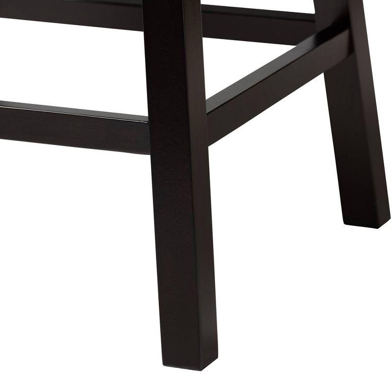 2pc Theron Faux Leather and Wood Swivel  Counter Height Barstool Set Tan/Espresso Brown - Baxton Studio: Mid-Century, Button-Tufted, Nailhead Trim
