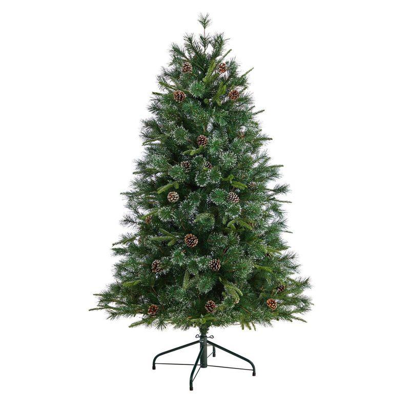 Nearly Natural 4-ft Snowed Tipped Clermont Pine Artificial Christmas Tree