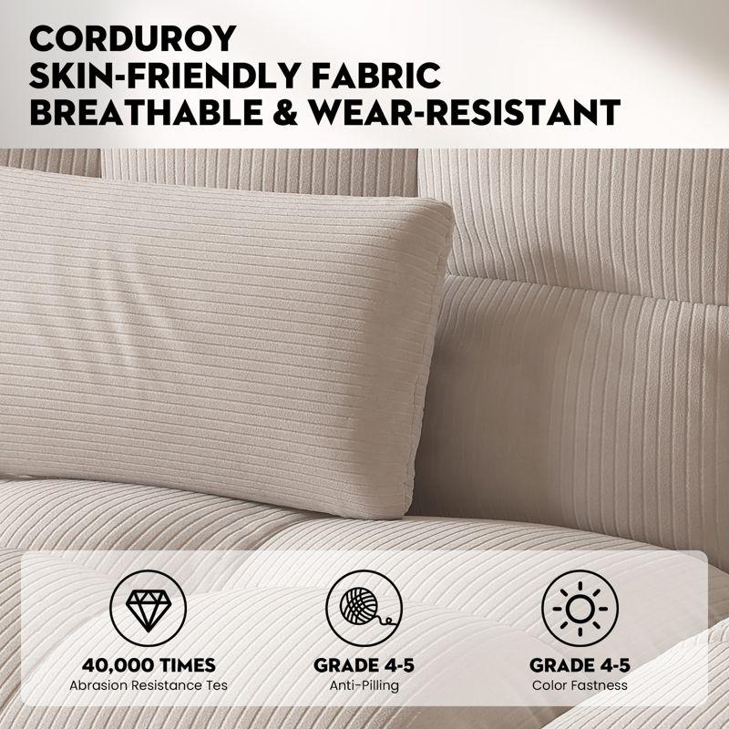 COMHOMA Convertible Futon Sofa Bed, Corduroy Velvet Futon Couch, Sleeper Sofa, Cream