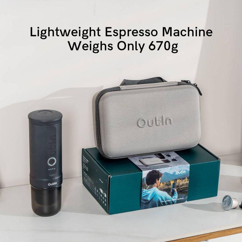 Outin Nano 2pk Portable Electric Espresso Machine with Protective Travel Case Space Gray