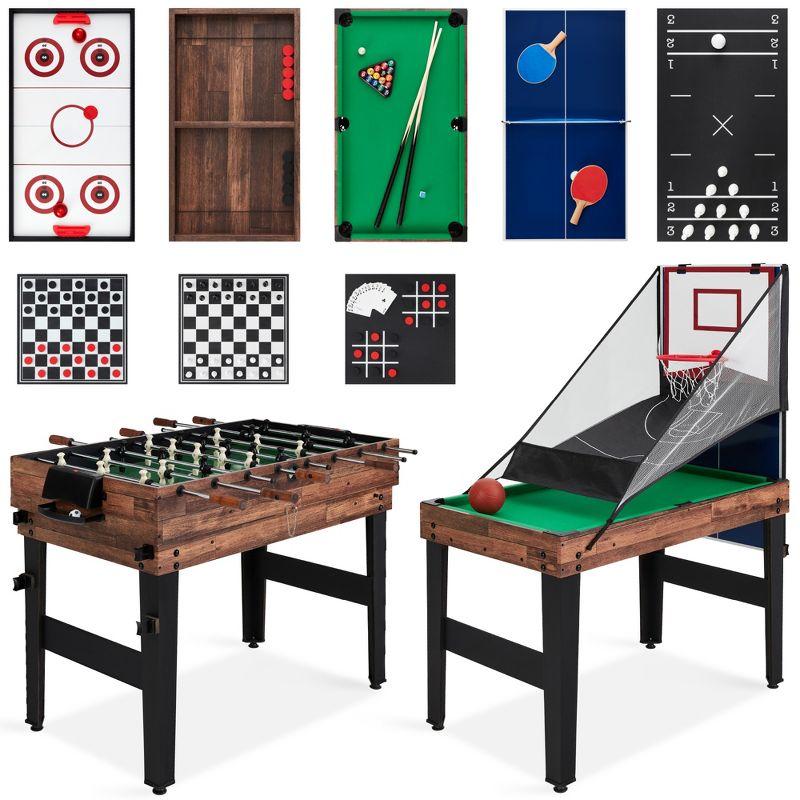 Walnut 13-in-1 Combo Game Table with Foosball, Ping Pong, and Basketball