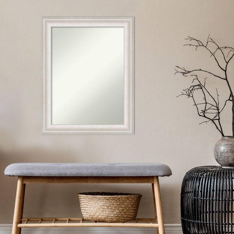 23" x 29" Non-Beveled Trio White Wash Silver Bathroom Wall Mirror - Amanti Art: Modern Rectangle, Includes Mount Hardware