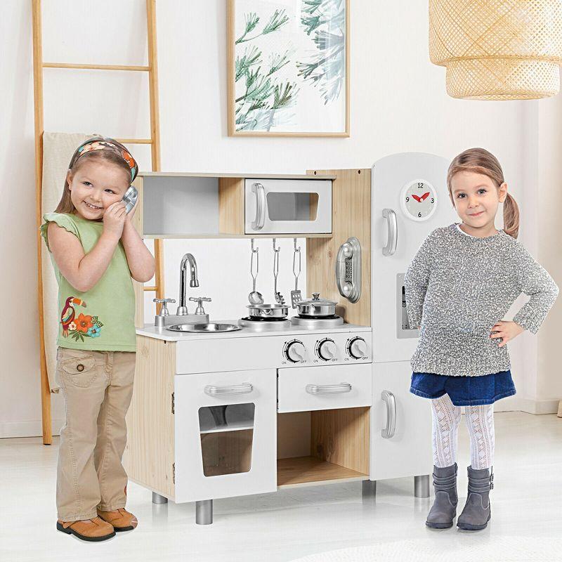 Costway Vintage Play Kitchen Pretend Kids Cooking Playset Toys w/Water Dispense