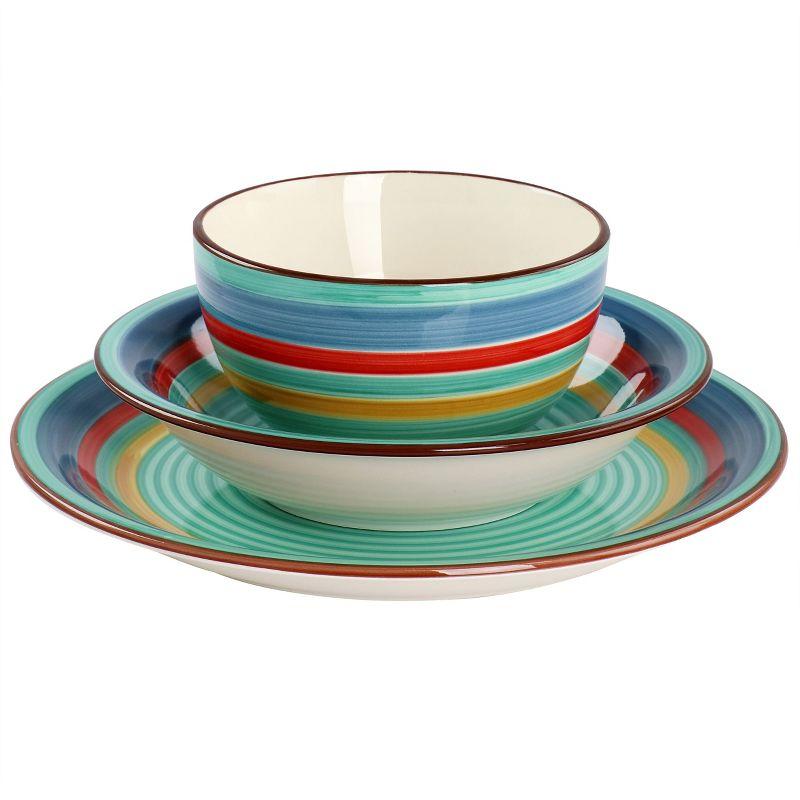 Gibson Home Rainbow 12 Piece Stoneware Dinnerware Set in Green Multi