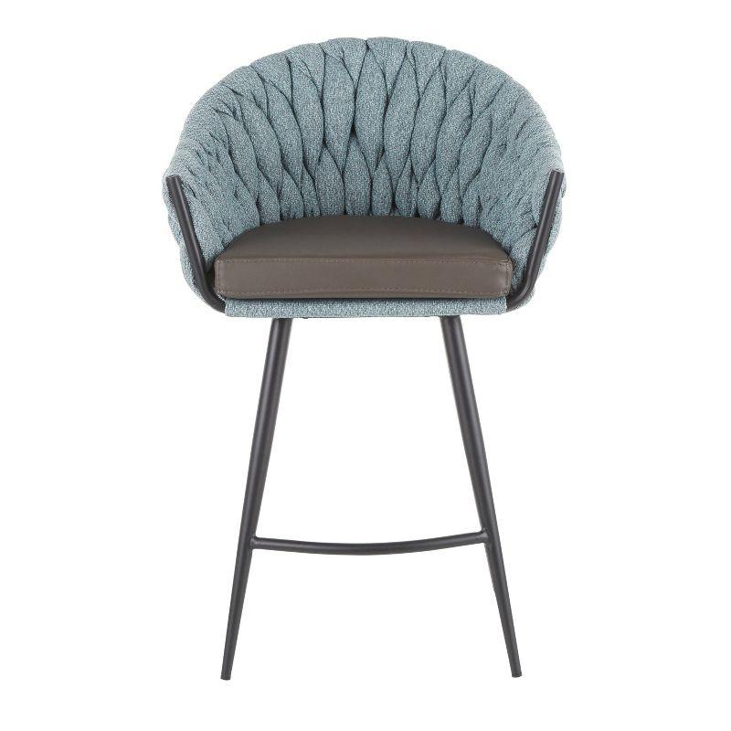 Sleek 23'' Contemporary Blue and Gray Braided Fabric Counter Stool