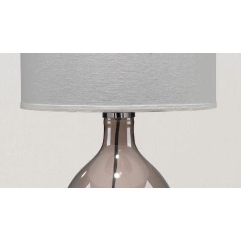 Juliette Gray Glass Table Lamp with Linen Shade