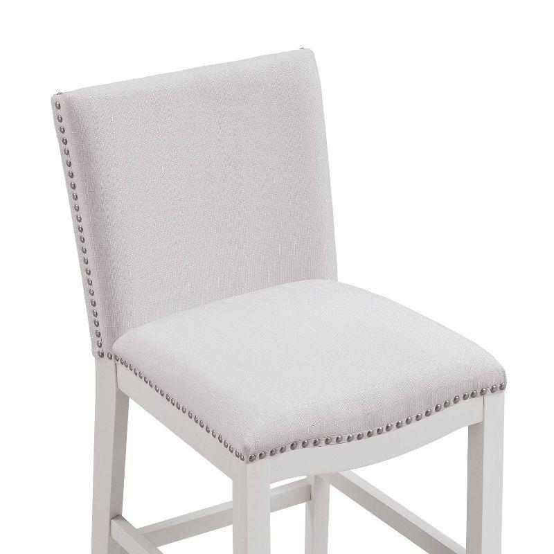 Comfort Pointe Arissa Counter Height Barstool Snow: Upholstered, Hardwood Frame, Nailhead Trim