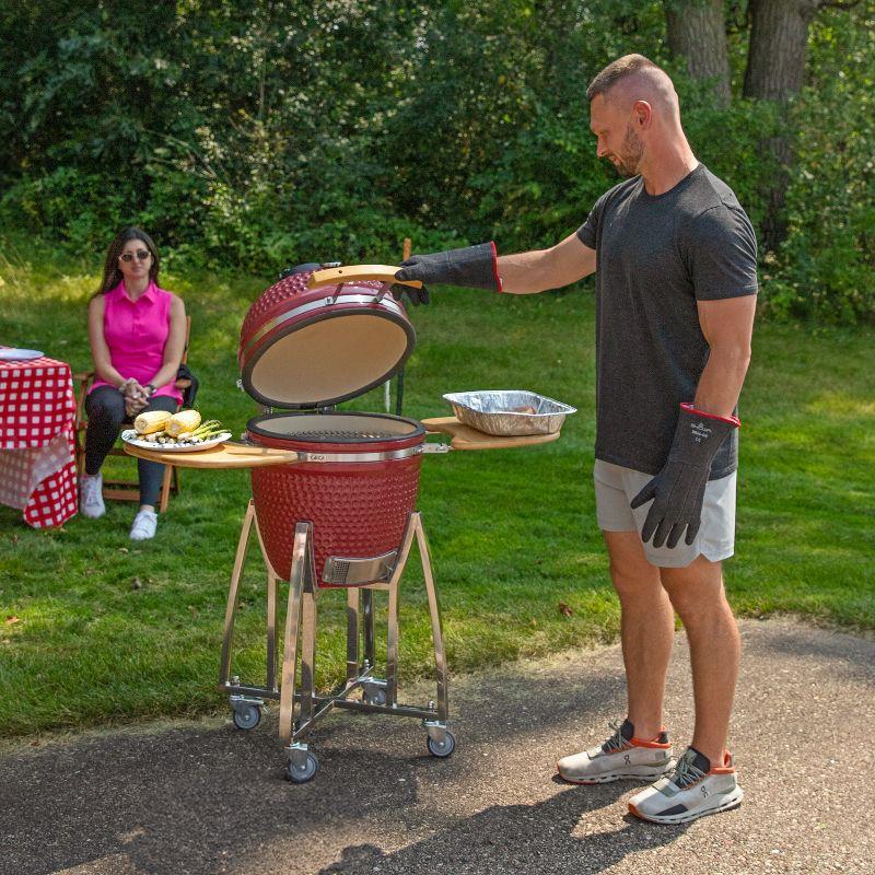 Mullite Kamado Grill with Wheels and Side Tables