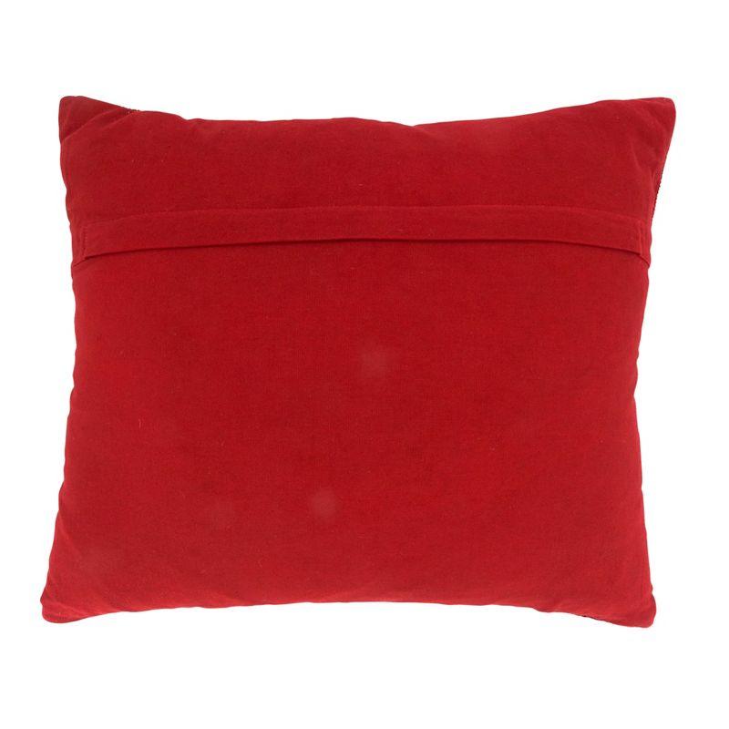 Cozy Plaid Chenille 23" x 19" Red Cotton Throw Pillow Cover