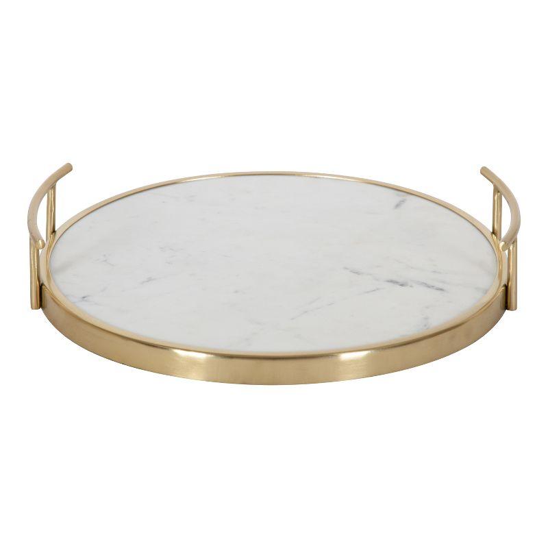 Kate and Laurel Marbury Tray, 14" Diameter, Gold